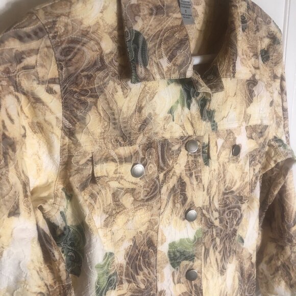 Vintage Analogy Beige Floral Embroidered Button Down Jacket. Women's - Size S - Picture 7 of 10